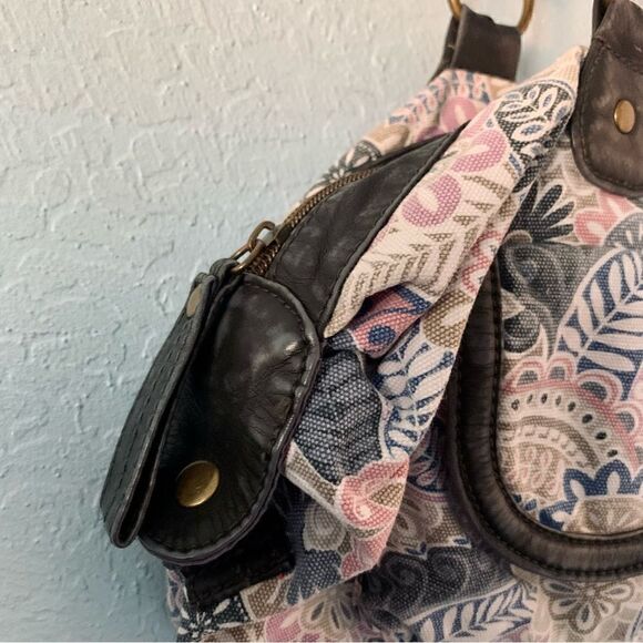 BONGO Pink & Gray Floral Boho Canvas Shoulder Handbag Size OS - Picture 5 of 15
